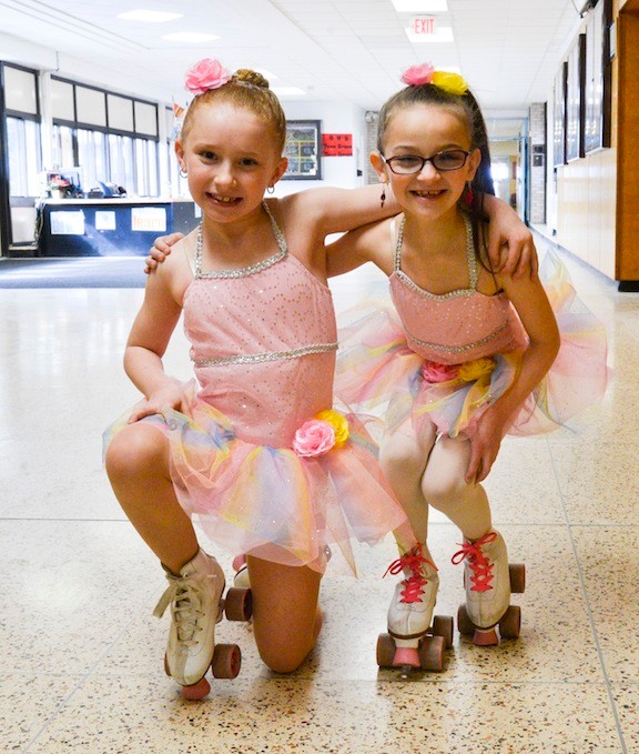 Rachel horowitz and Madison Sackstein get ready to skate at the 51st annual DOCA roller skating event held at 9M.