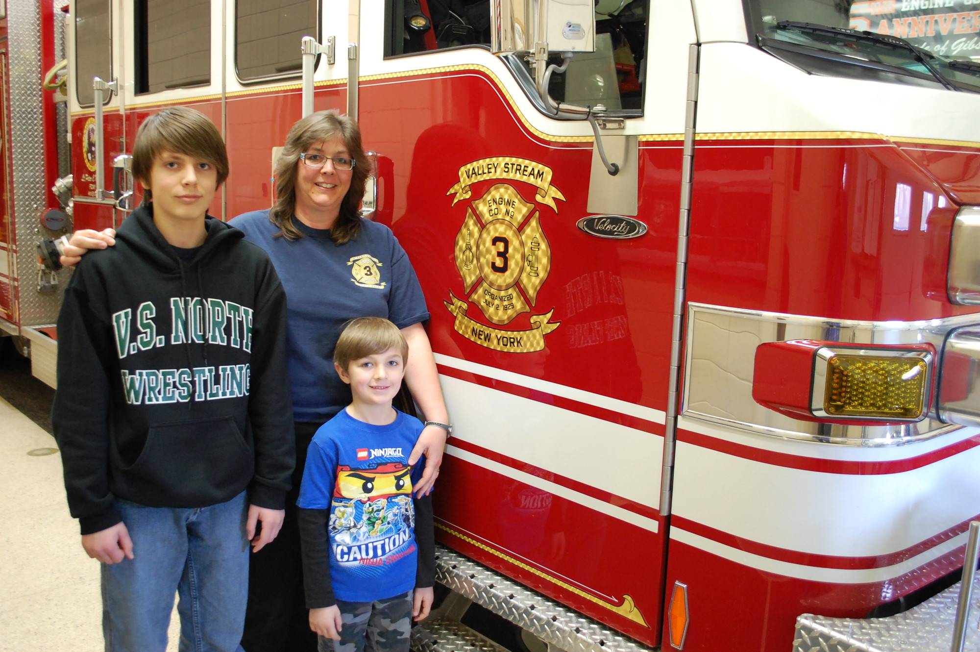 The Cochran Place Firehouse has been Deborah Bove’s second home for 28 years. She is joined at Company 3’s station by her sons Nicholas and Kyle.