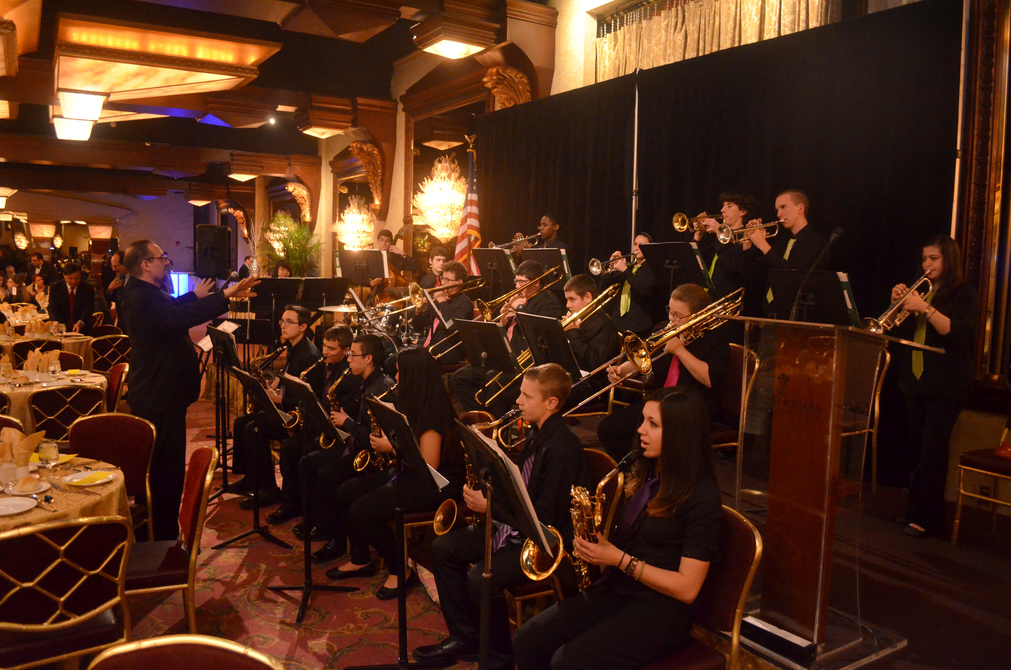 W.T. Clarke High School Jazz Ensemble under the direction of Steven Barbieri performing before the presentations.
