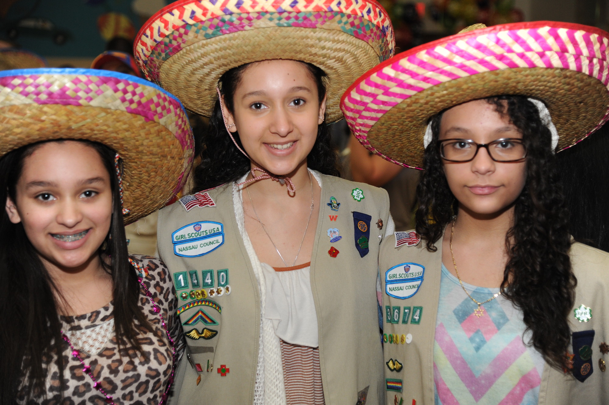 Melina Ramirez, 15, middle, with sisters Sofie, 13, left, and Gillian, 12, showed pride in their Latin roots.