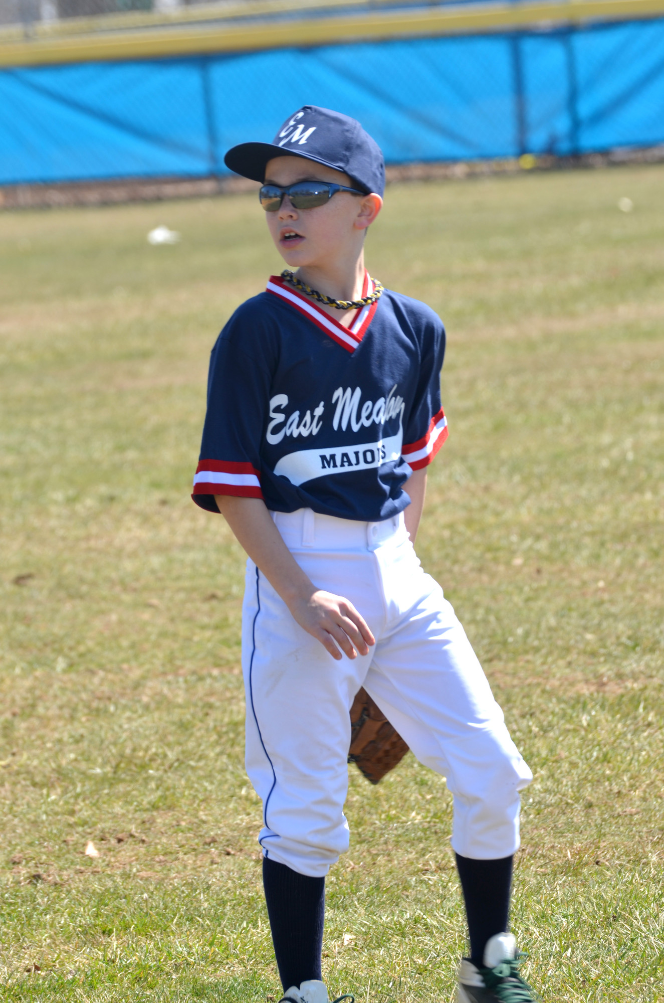 Jason Young, 12, was stylish at second base for East Meadow Baseball Majors Division.