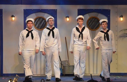 Sailors danced and sang. Pictured here, from left, are Thomas Weiss, Jack McCabe, Julian Donohue and Jonathon DeTullio.