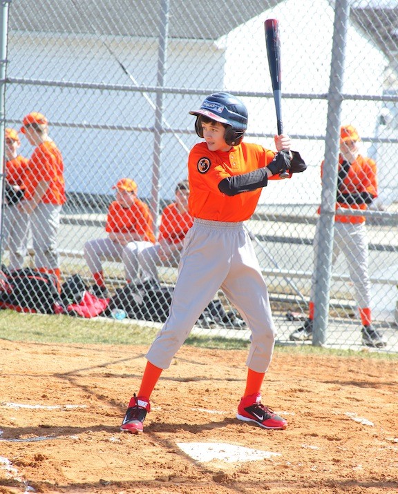 First at bat for the orange team was Anthony Sapporito.