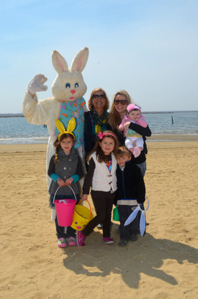The Easter Bunny with Debbie, Kristin, Shea - 6 months old, Emma - 5 years old, Abigal - 5 years old, Brennan - 3 years old.
