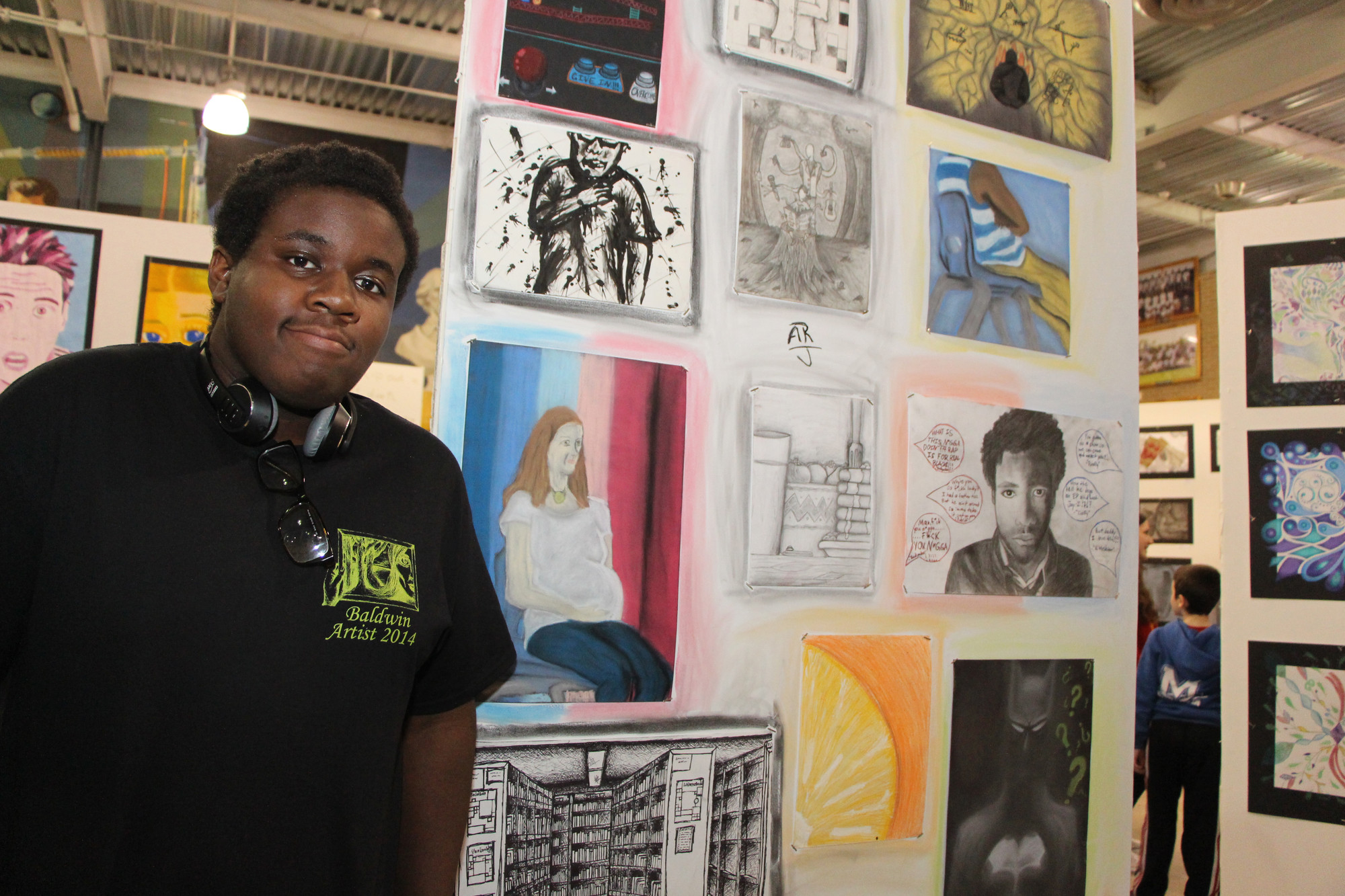 Baldwin high School students had many pieces of their artwork on their own display, including senior Avery Reid, during the school’s ninth annual Evening Art Exhibition on April 29.