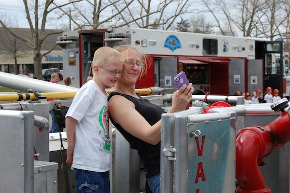 Crystal Kositz and her son, Tyler, 4, took a fire truck selfie.