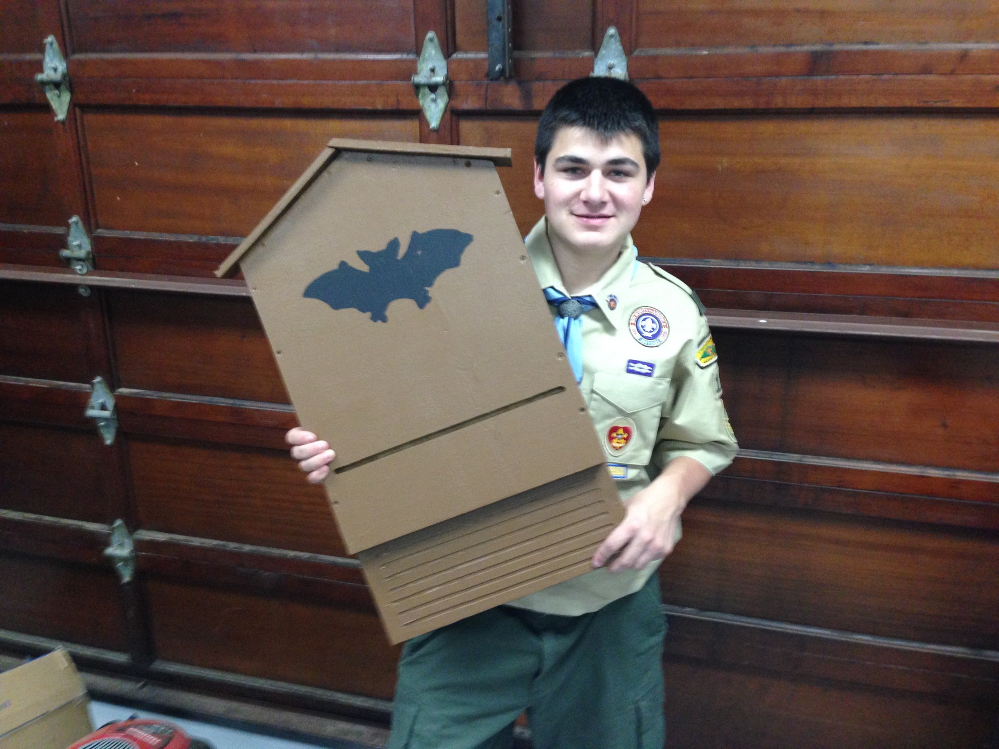 David Glaittli spearheaded the construction of the bat boxes for the village as his required community service project for Eagle Scout.