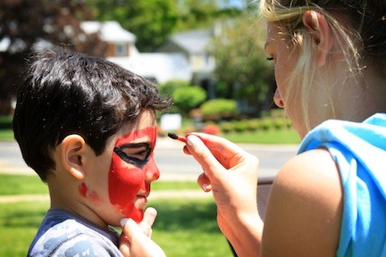 Four-year-old Gabriel Perskin got his face painted.