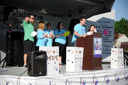 Chris Tellarico, of the American Cancer Society, spoke to the crowd at South Middle School in  Lynbroo