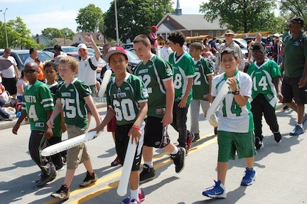 The Green Hornets football league was among numerous youth groups participating in Monday morning’s parade.