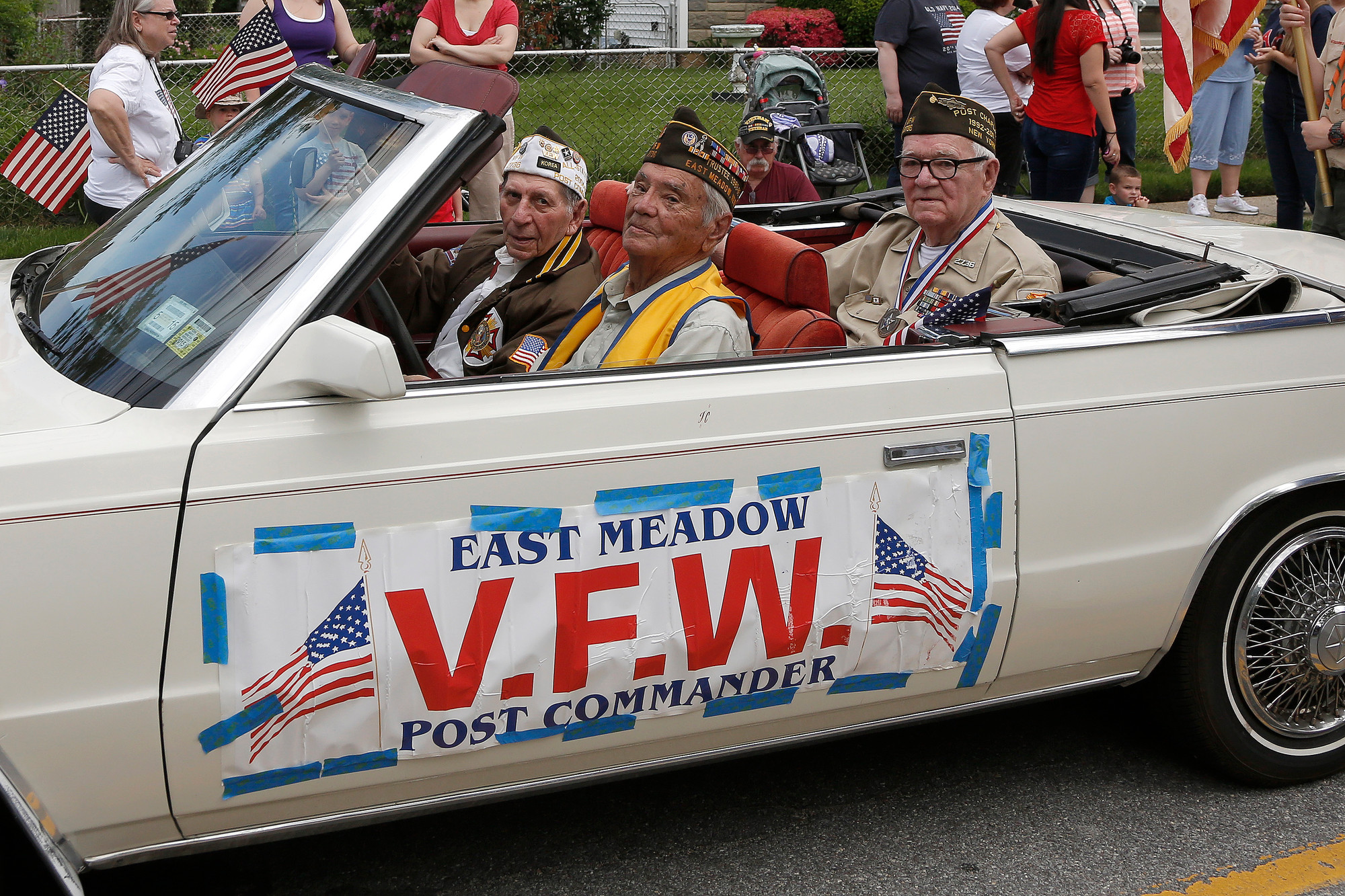 East Meadow 
VFW Post 2736 Commander Sal Pellegrino was driven by fellow members of the Post.