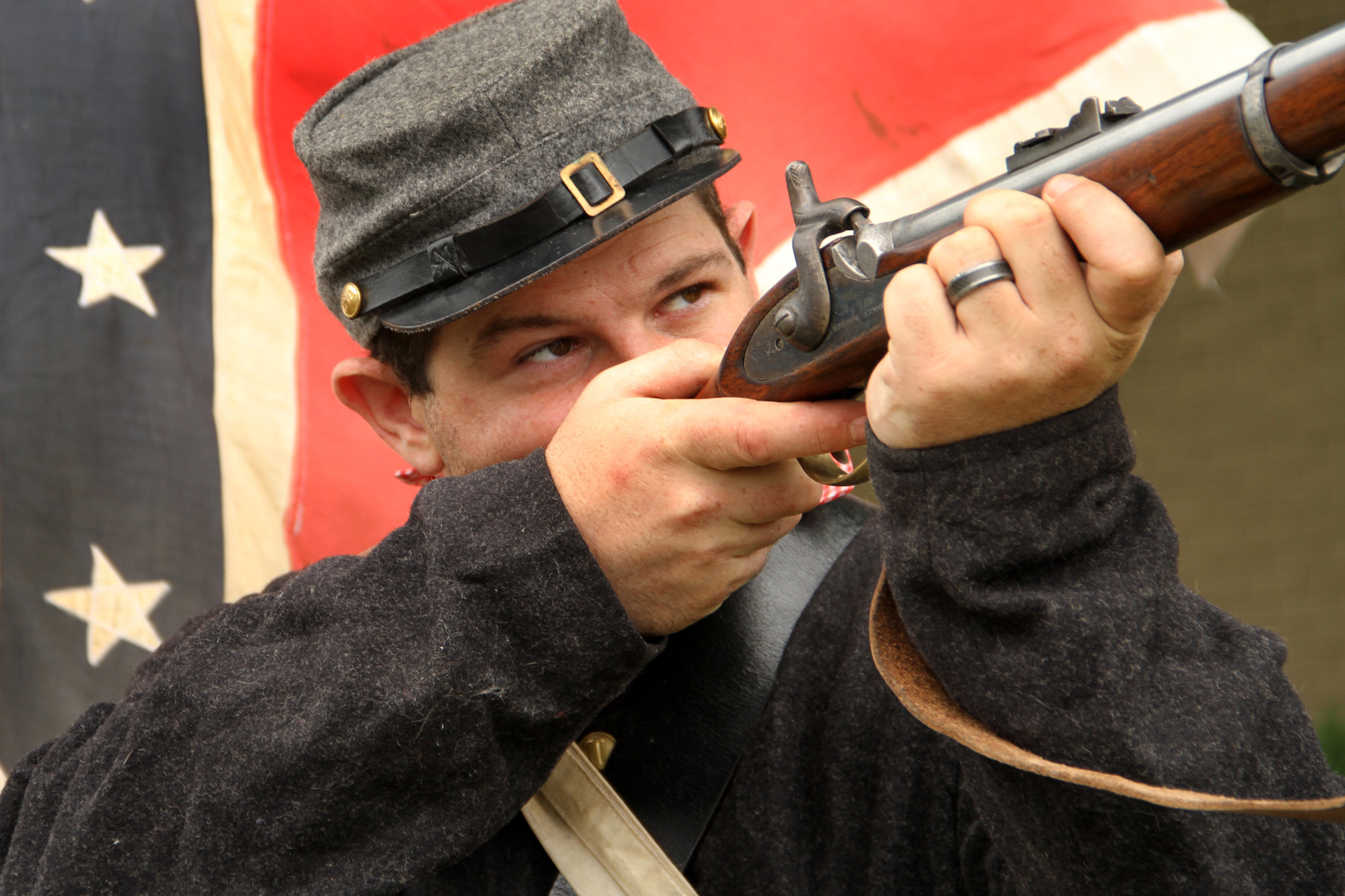 Confederate soldier Garrett Hamilton took aim.