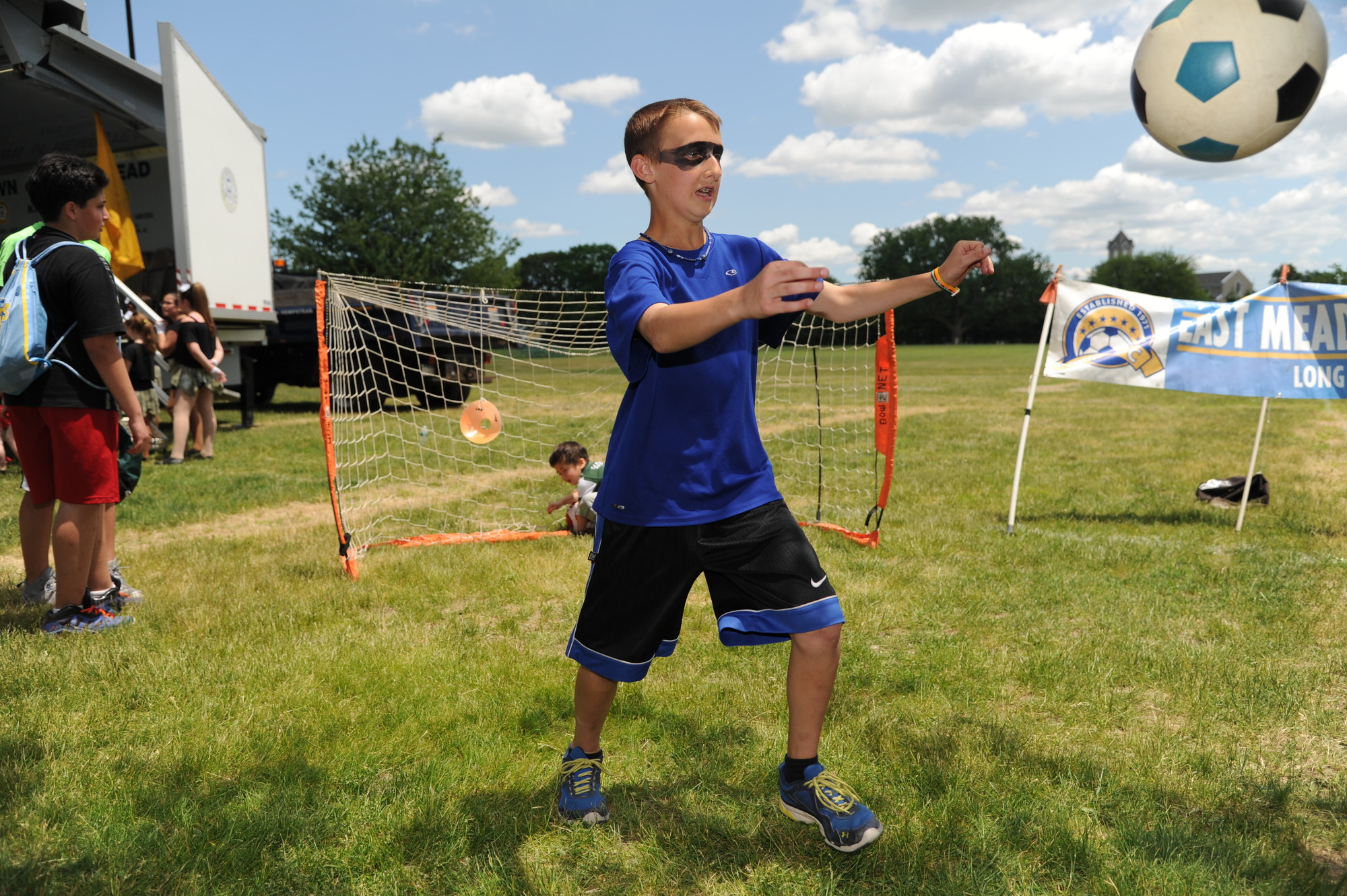 Ryan Goldstein, 13, showed off his soccer skills.