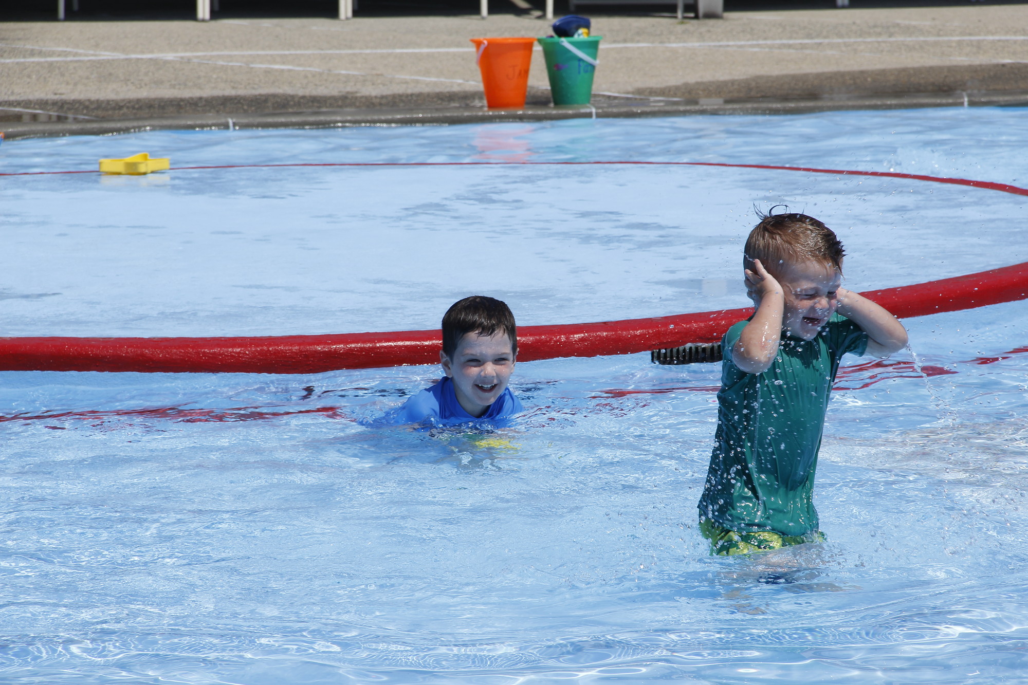 James Wisniewski, 5, and his brother Patrick, 3, had a great time splashing around in the pool at Veterans Memorial Park.