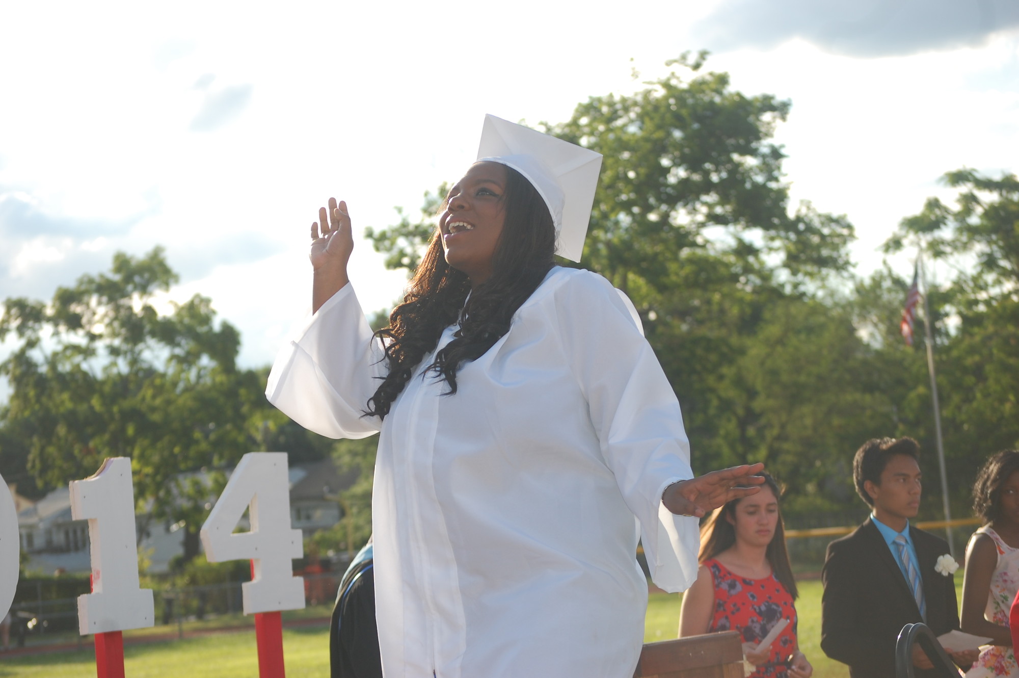 Britney Pamphile was already celebrating on her way up to receive her diploma.