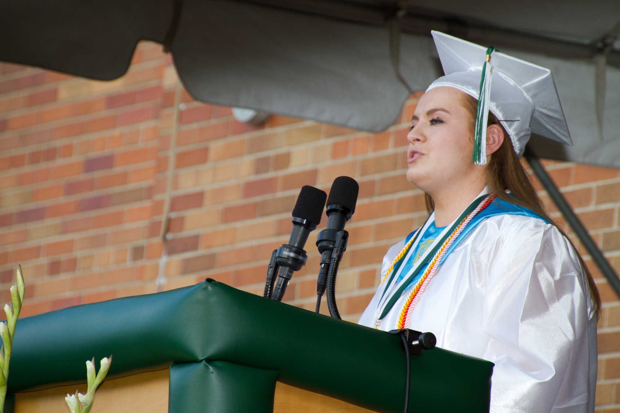Valedictorian Jeanette Freeman addressed her classmates at North High’s graduation on June 26.