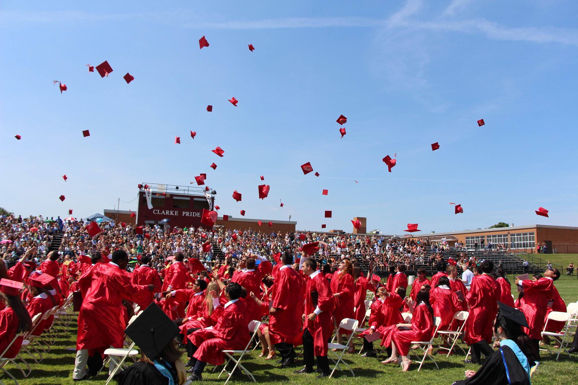 It was Hats Off at W.T. Clarke High School last Sunday as seniors sent their mortarboards flying.
