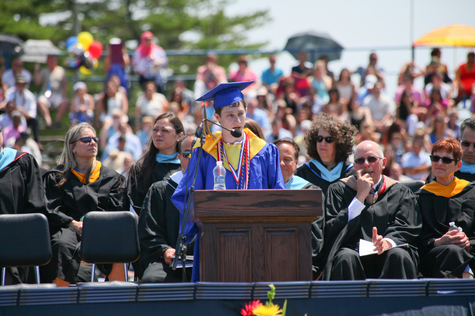 Valedictorian Nathan Siegelaub addressed students, parents and faculty at the ceremony.