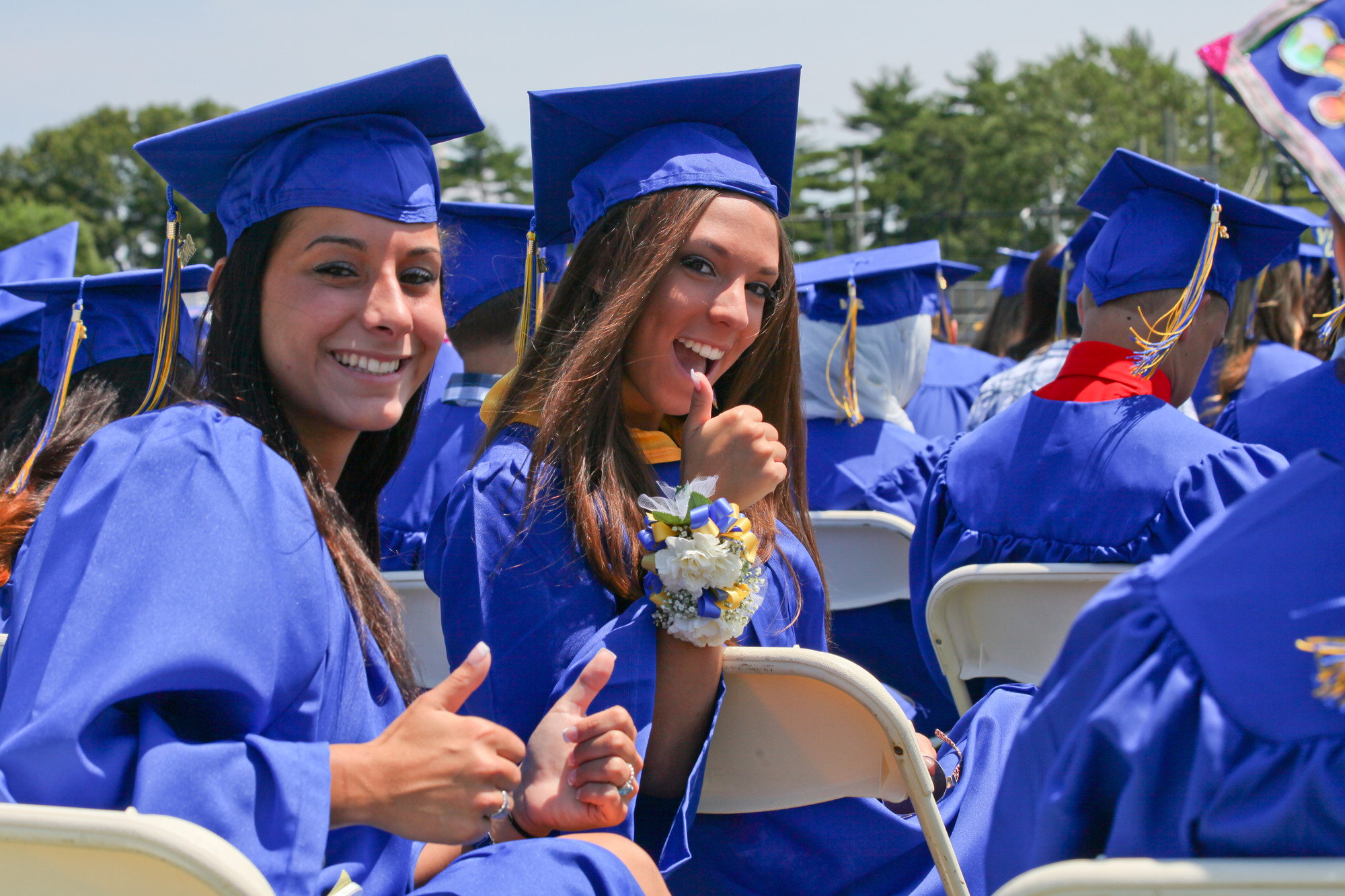 Amanda Soldano and Erin Masso were excited to graduate from East Meadow High School.