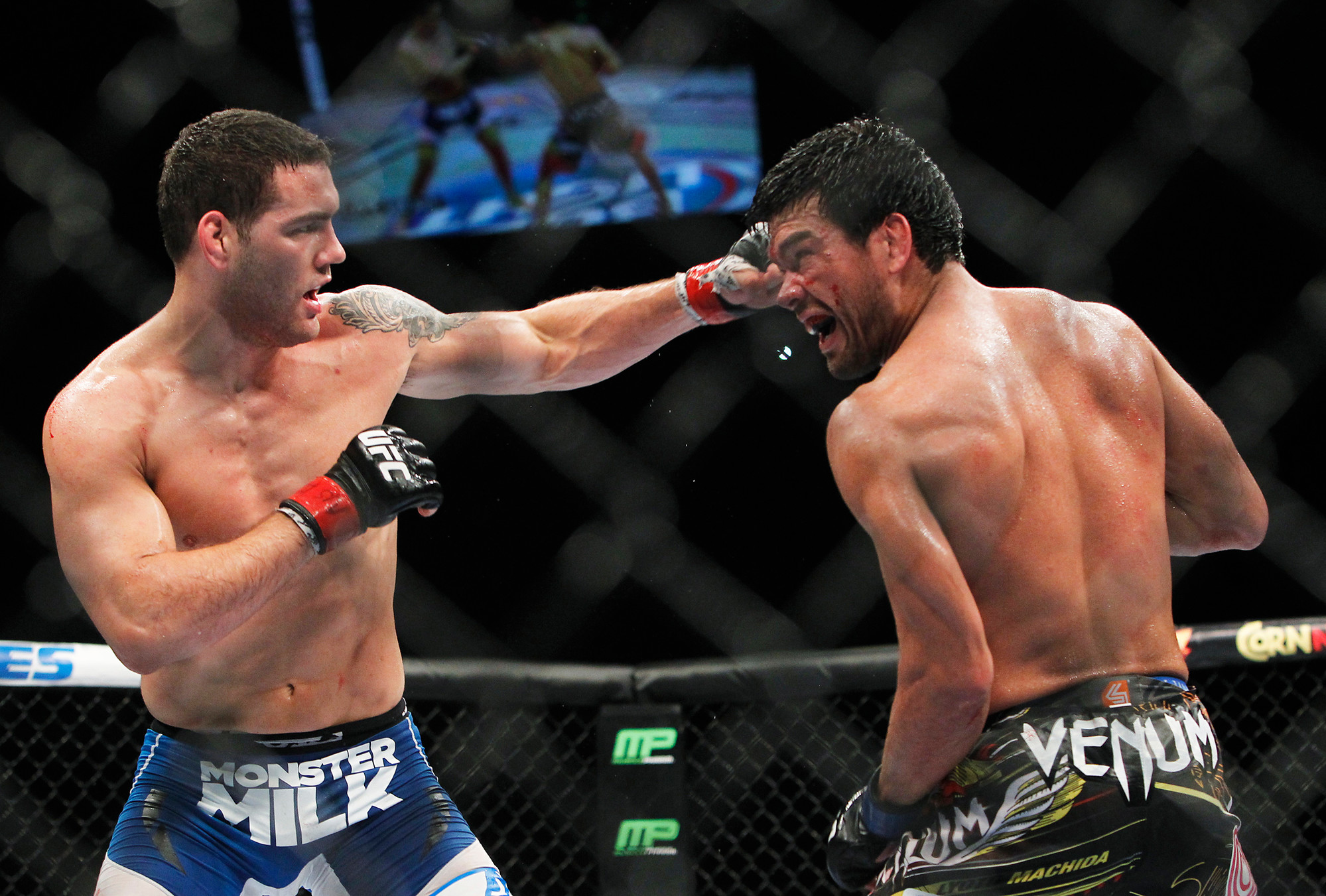 Chris Weidman, left, defeated Lyoto Machida at the Mandalay Bay Events Center in Las Vegas last Saturday to retain the UFC Middleweight title.