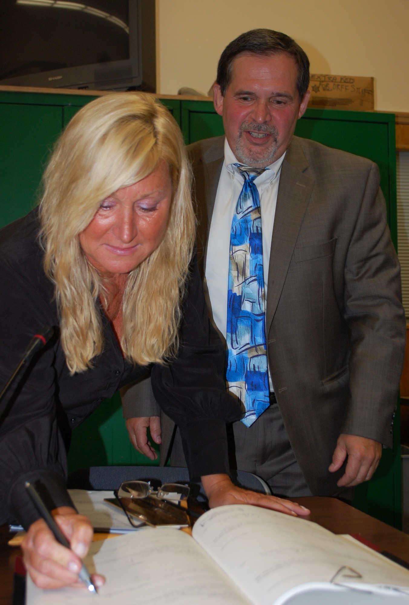 Donna Larocco was elected president of the District 24 Board of Education, and Larry Trogel was named vice president.