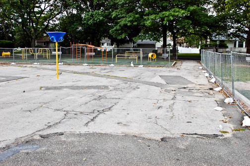 The playground on the south side of Forest Road School is set for repaving in August.
