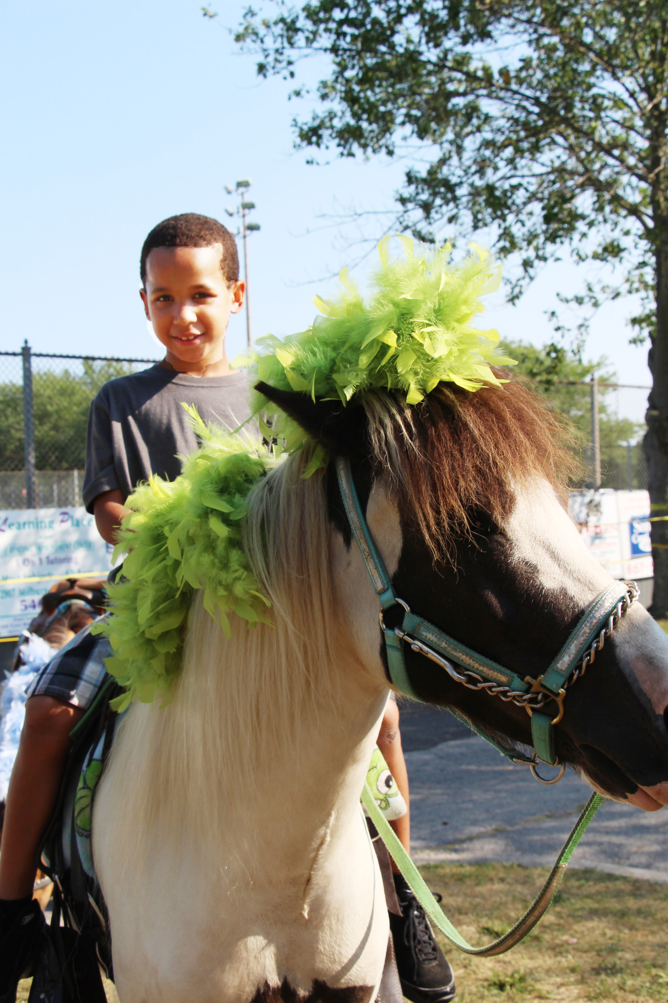 Kyree Pruce, 7, took a ride on a  pony around the park.