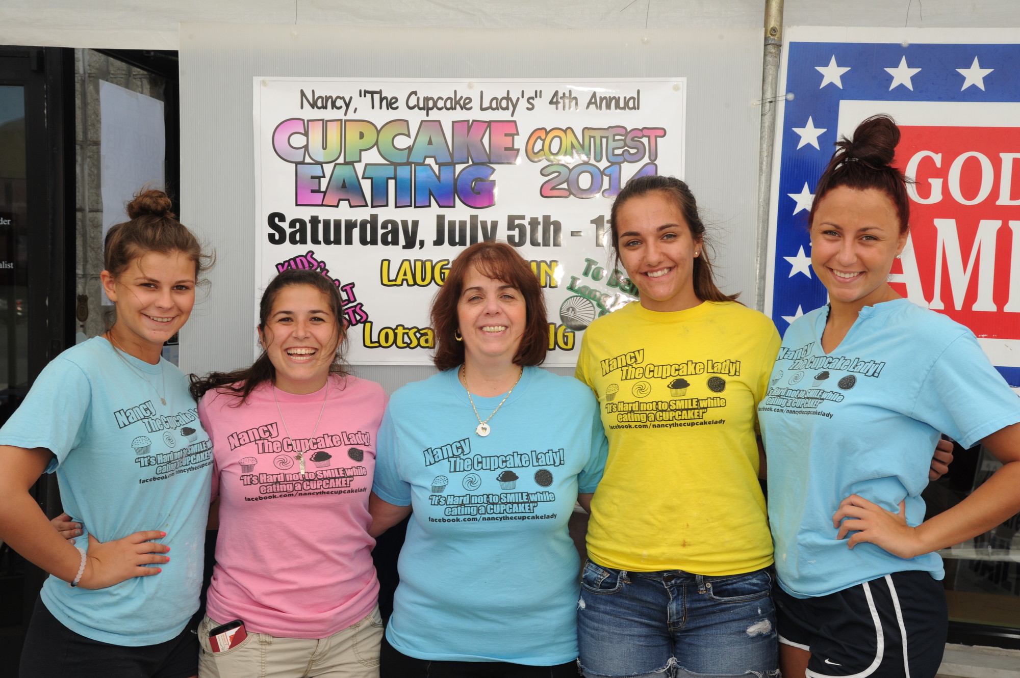 The staff of Nancy, the Cupcake Lady, including, from left, Sierra Scalisi, Cassie Moniodes, owner Nancy Moniodes, Julia Neugebaube and Angela Bombara, welcomed contestants.