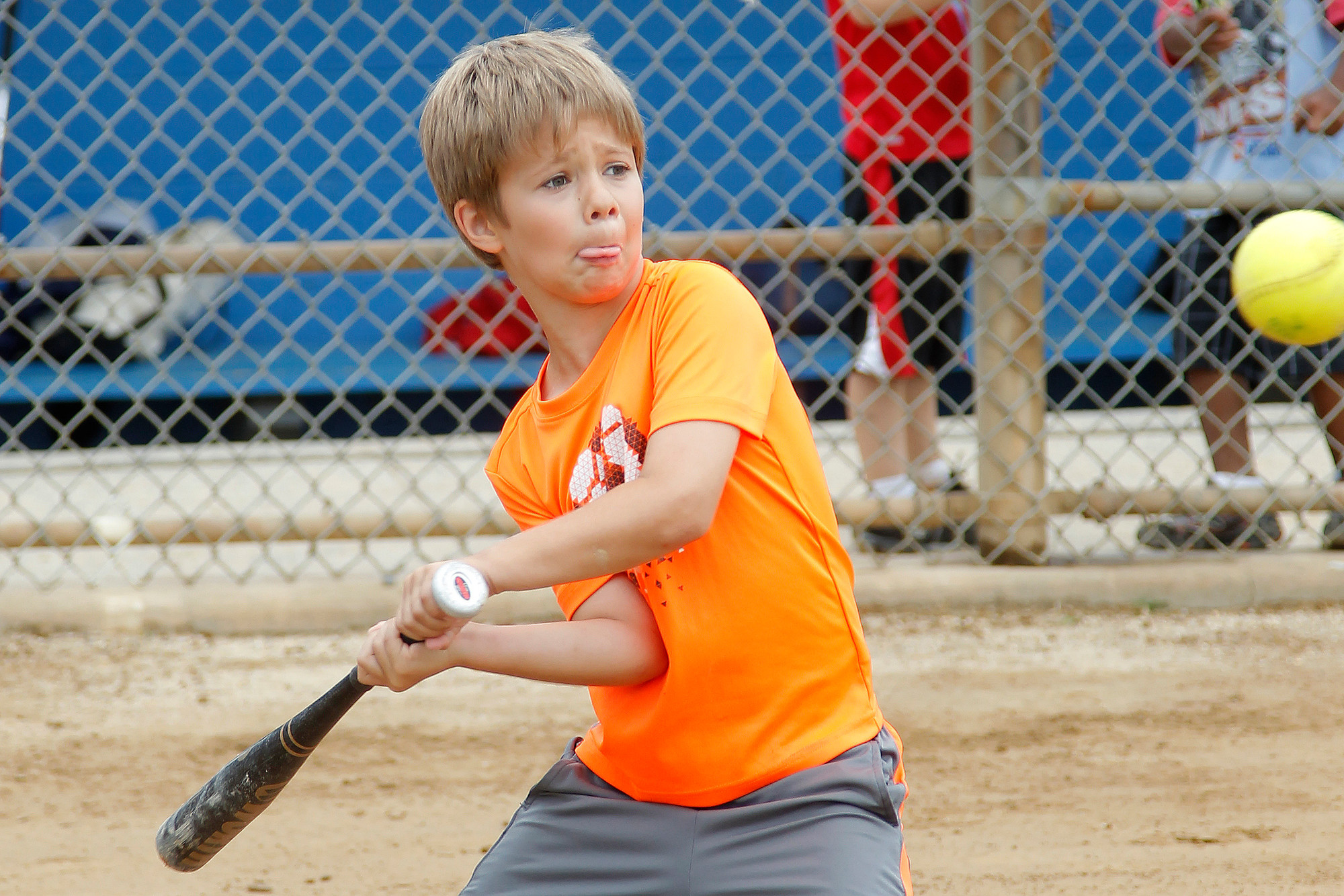 Giovanni Sienahorowitz, 7, zeroed in on the ball and took a hack at it as members of the LISSA tossed batting practice on July 16.