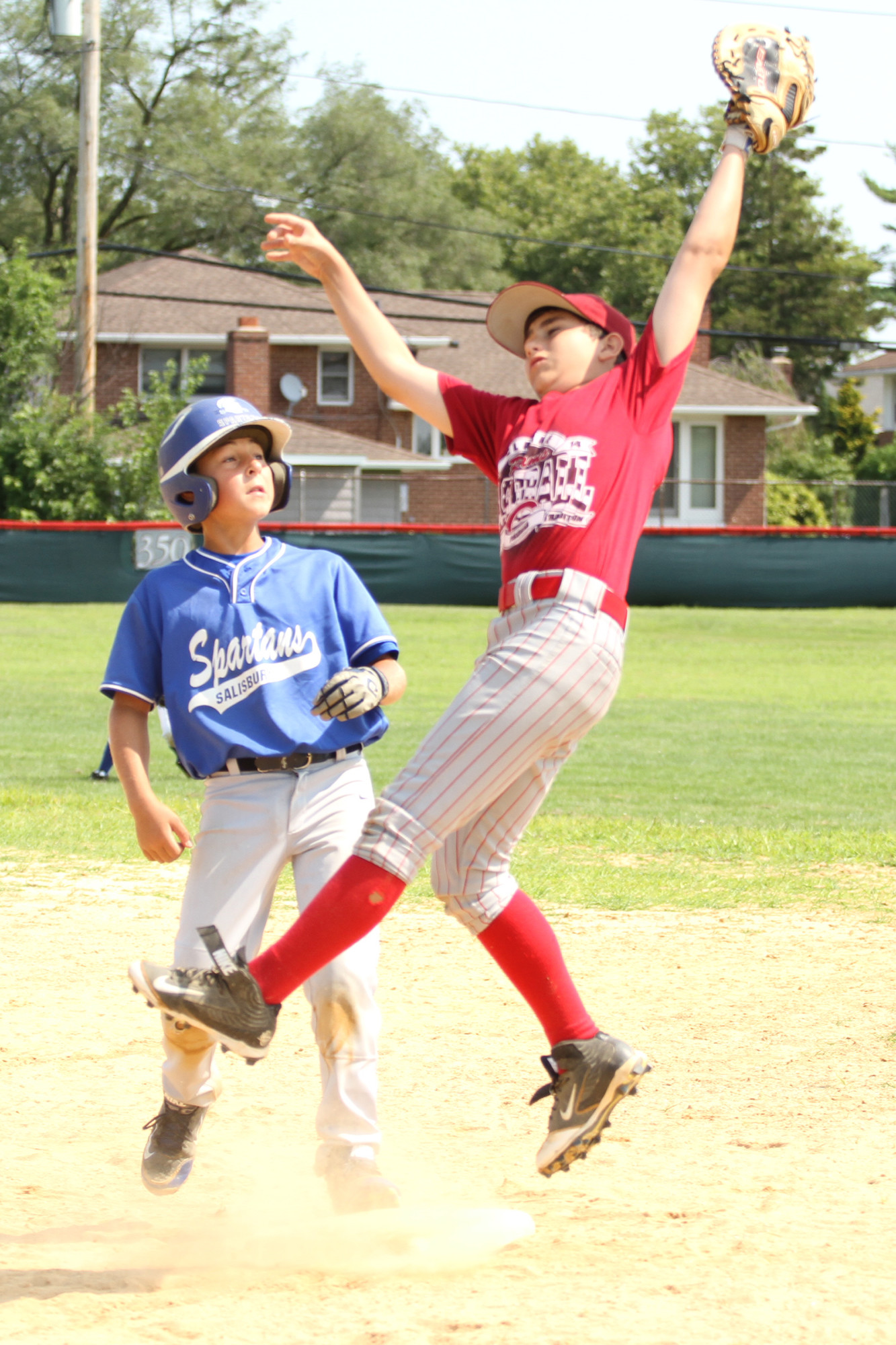 Daniel Hanrahan, 13, snagged an errant throw on the baseball field.