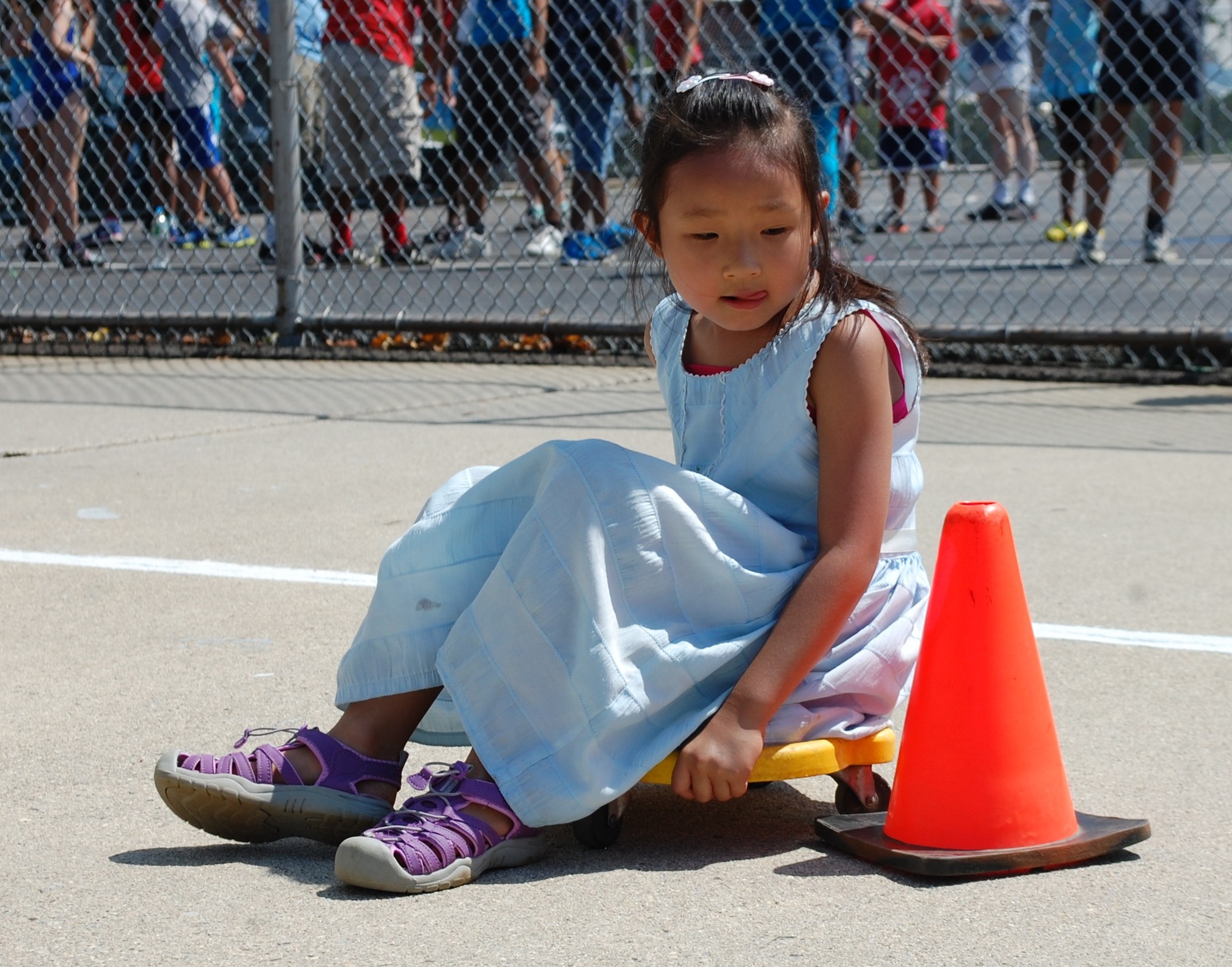 Emily Jia took part in the scooter races.