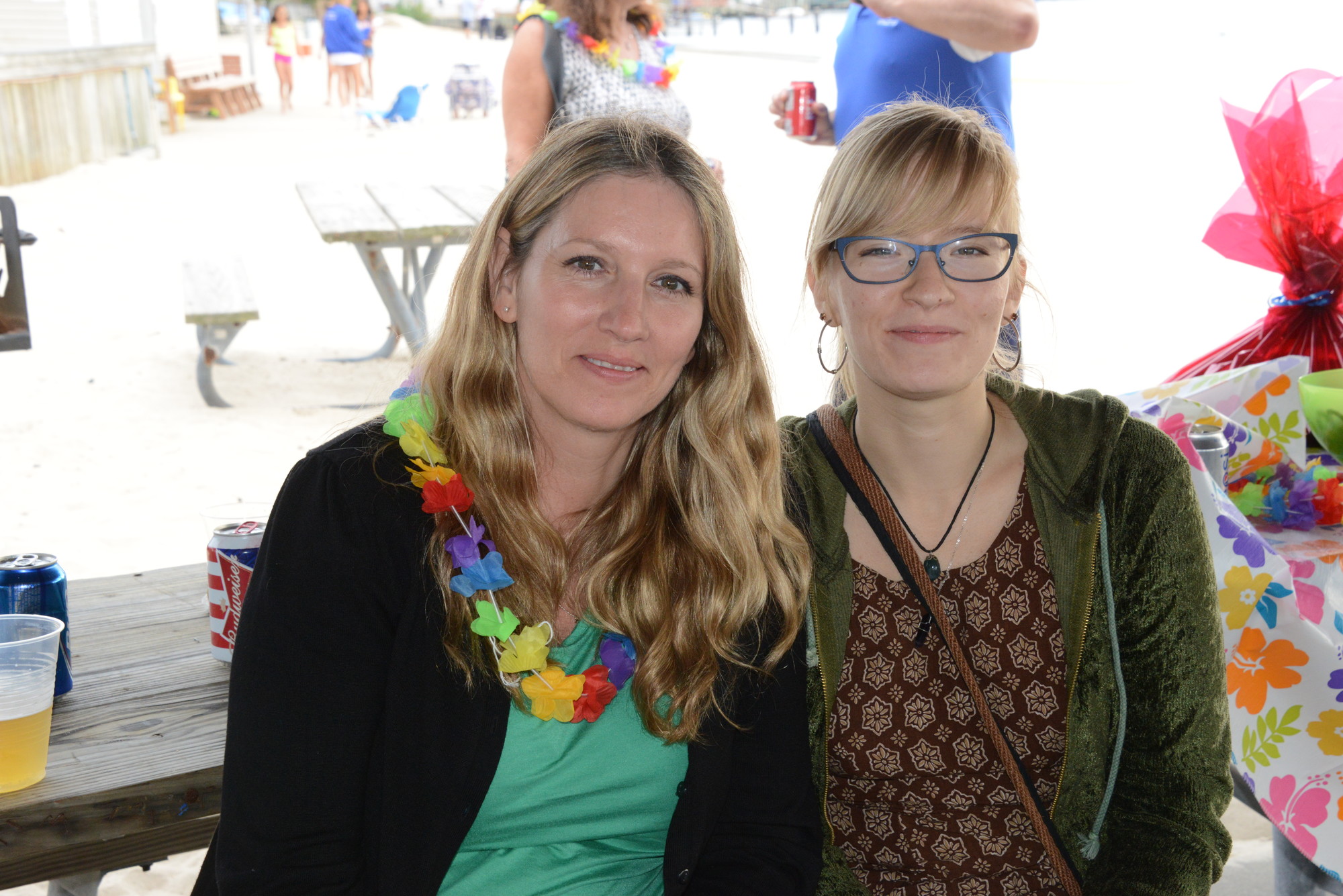 Karen Varrone and Kasia Szpak at the Calypso BBQ. Food, soda, beer, wine and live music were all featured at the event.
