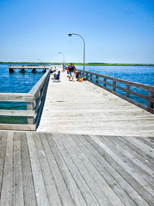 A bayside pier has been restored after being damaged by Hurricane Sandy.