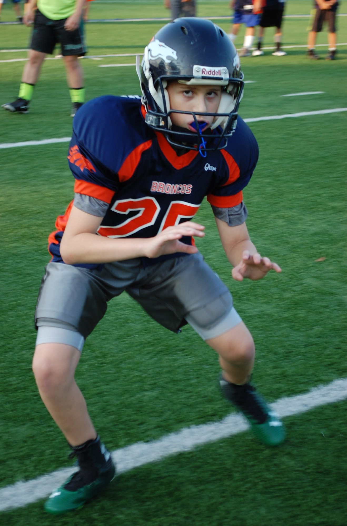 Dante Morzini, 12, practiced his skills on the high school football field last week.