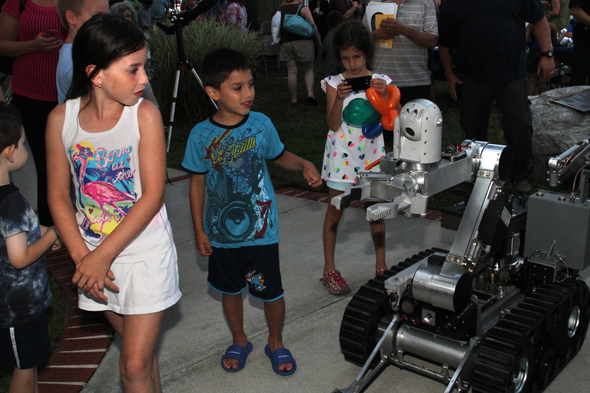 Daniel and Sophia Ramirez got a closer look at the police arson robot.