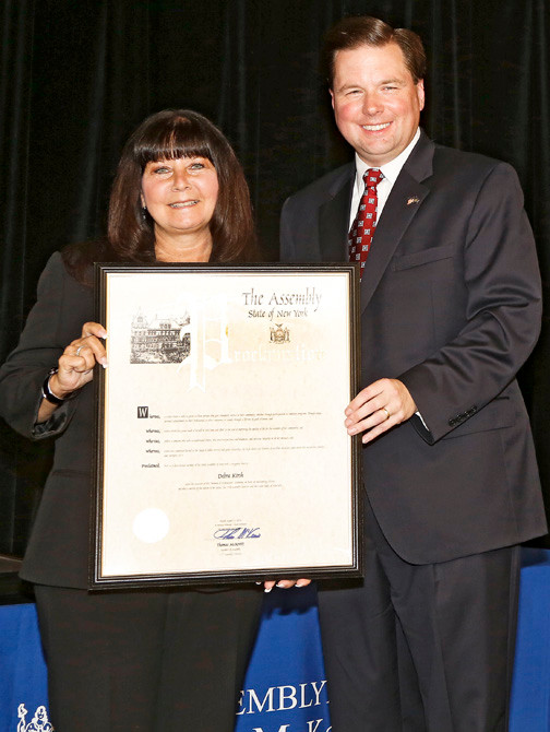 Debra Kirsh, the immediate past president of the East Meadow Kiwanis Club, was honored by McKevitt.