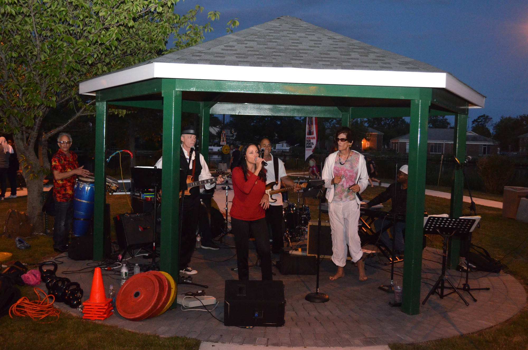 The band performing during Rok the Park in East Rockaway.