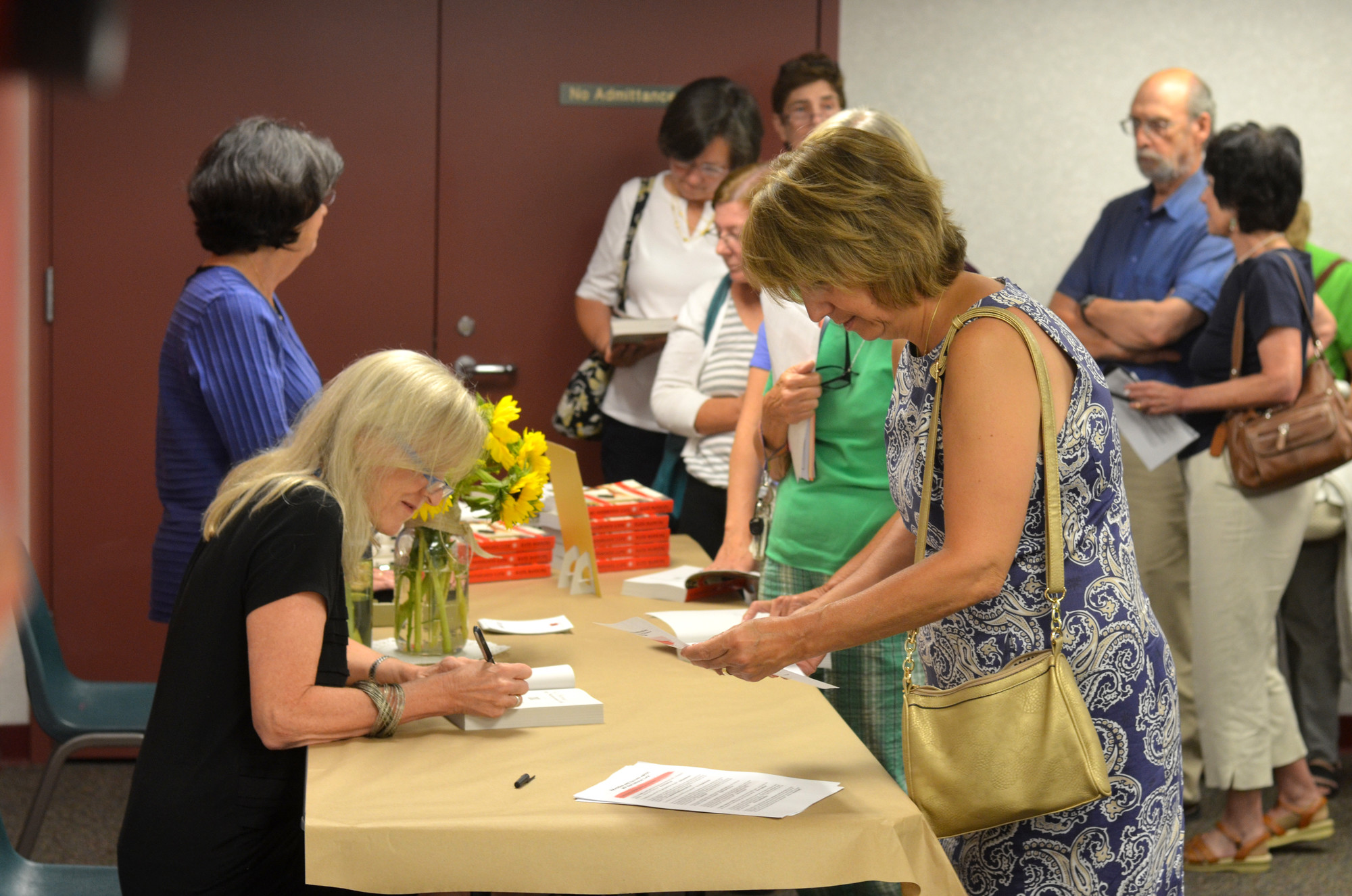 Kate Manning signed her book, for Barbara Reiser of Malverne, who is a Teacher's assistant at South Side Middle School.