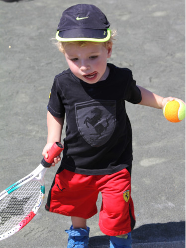 Weekender club resident Nasha Levy, 2, got into the swing of things at the kids tennis festival.