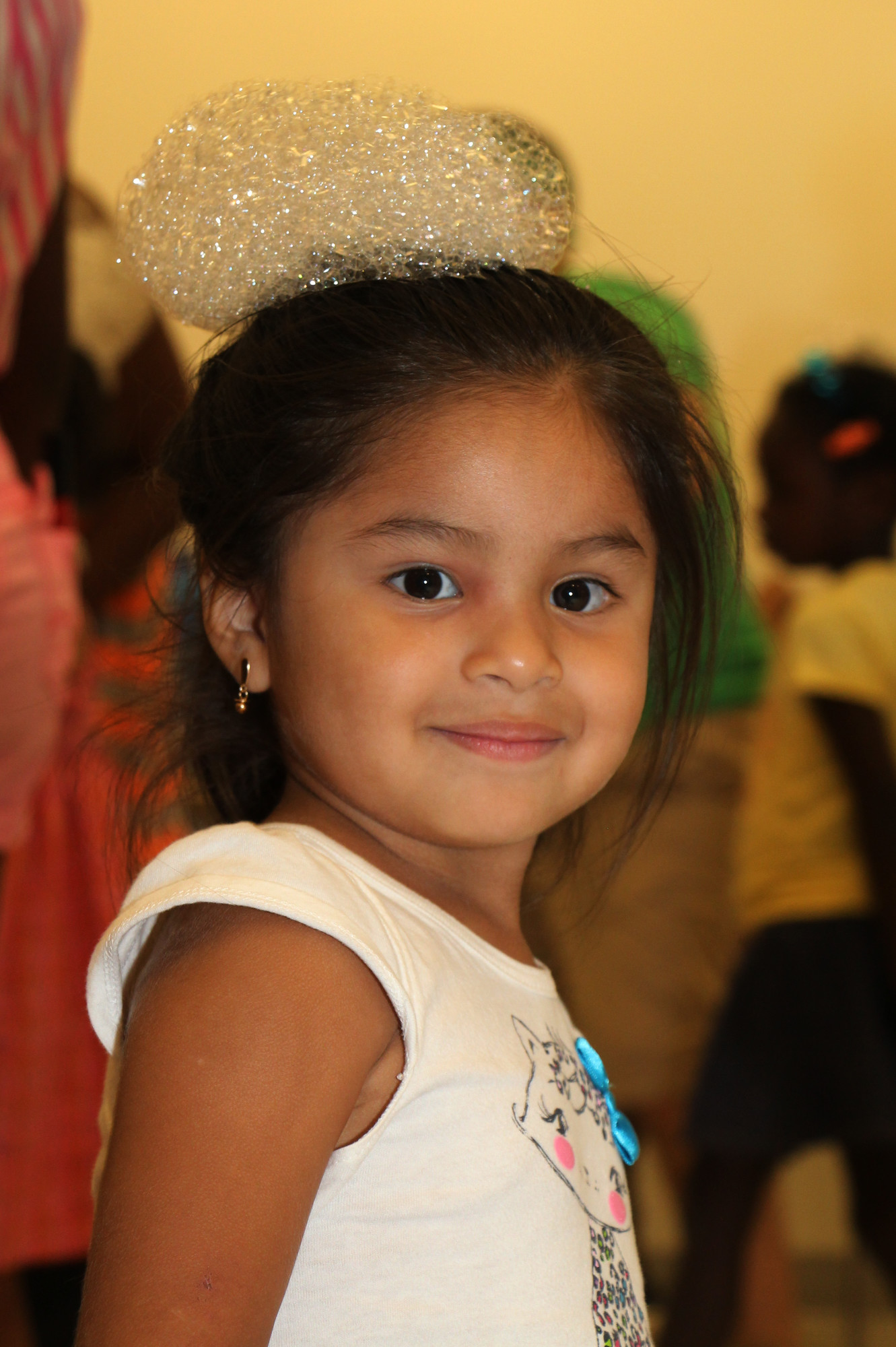 Valerie Nunez, 2, wore a bubble hat.