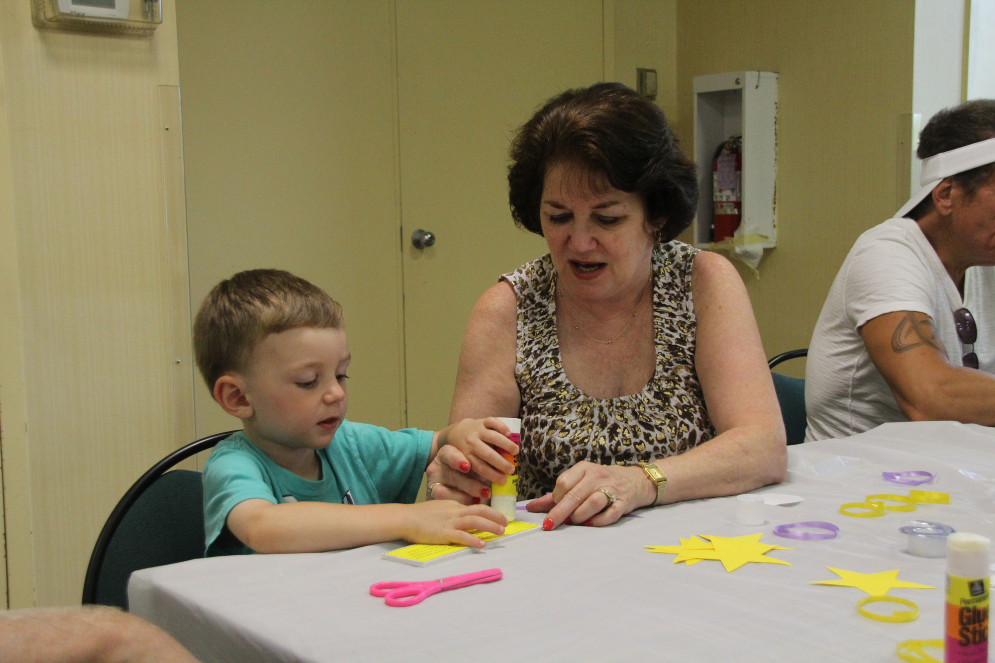 Robin Burns worked on a project with her grandson, 3-year-old Ryan Lay.