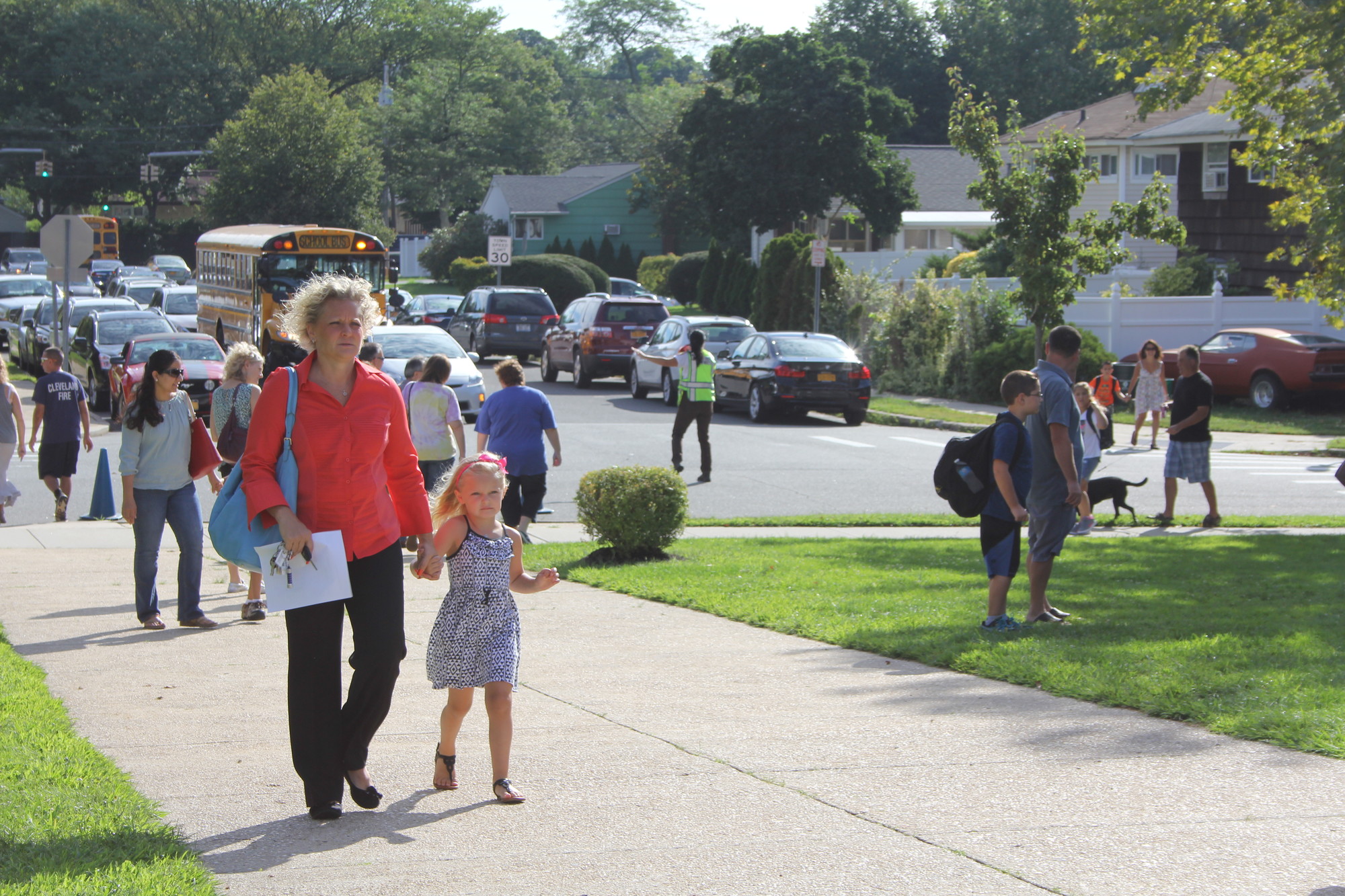 Stephanie Schaefer walked her daughter Isabella to her first day of Kindergarten.