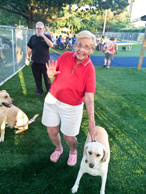 Rosemary Iaquinta and her dog Melody spend some time at the dog run