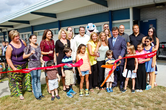 Wantagh School officials and parent leaders cut the ribbon on the new playground at Mandalay Elementary School on Sept. 8.