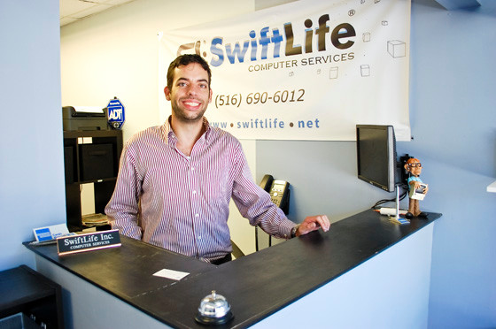 Patrick Benot has brought his computer services business, SwiftLife, to Wantagh.