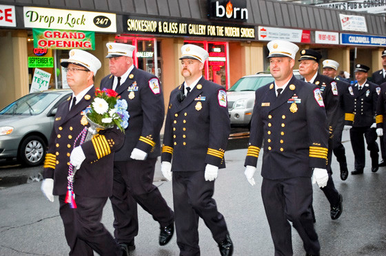 Wantagh’s chiefs marched in formation during the 6th Battalion Parade on Sept. 13.