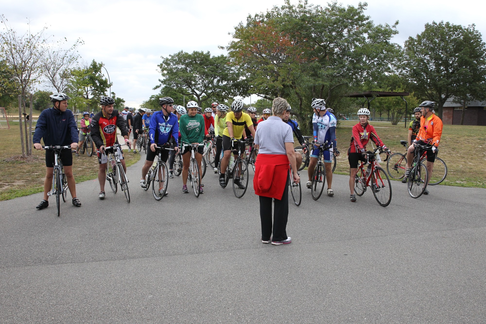 Riders lined up for the start of the 17.6 mile journey, which began at Cedar Creek Park.
