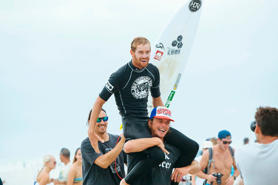 Pro surfer Kilian Garland was carried last Sunday after the final heat.