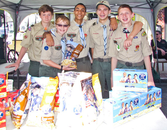 Boy Scout Troop #116, from left, Kevin Donoghue, Matt Donoghue, Tony Samuel, Matt Bitetto and Jason Bitetto were selling popcorn and other treats at the Community Fest