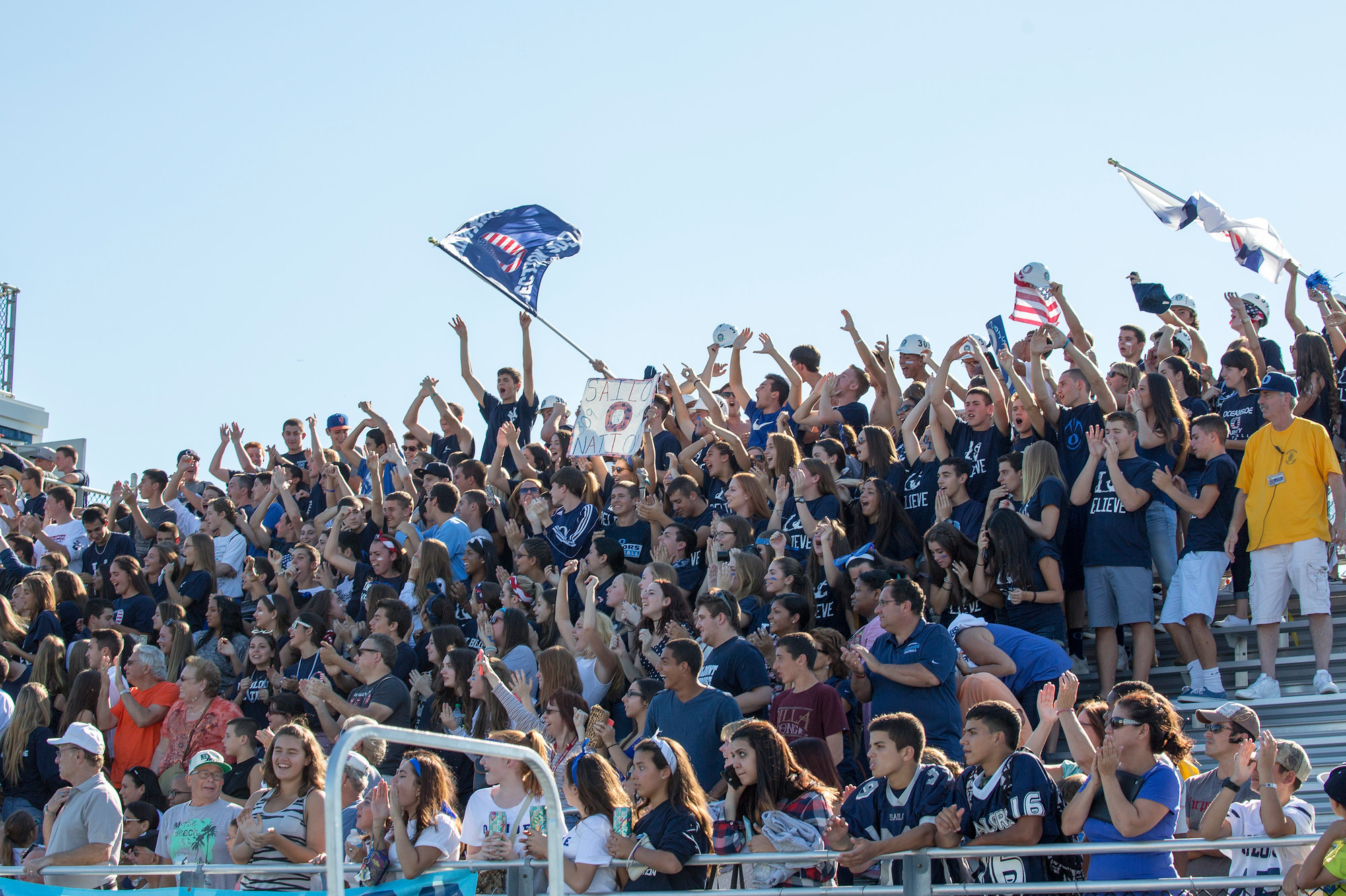 Sailors supporters filled the stands during Oceanside’s Homecoming game against East Meadow on Sept. 27.
